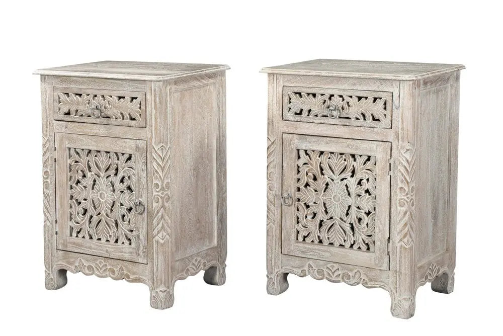 30" White Solid Wood Distressed One Drawer Nightstand HomeRoots