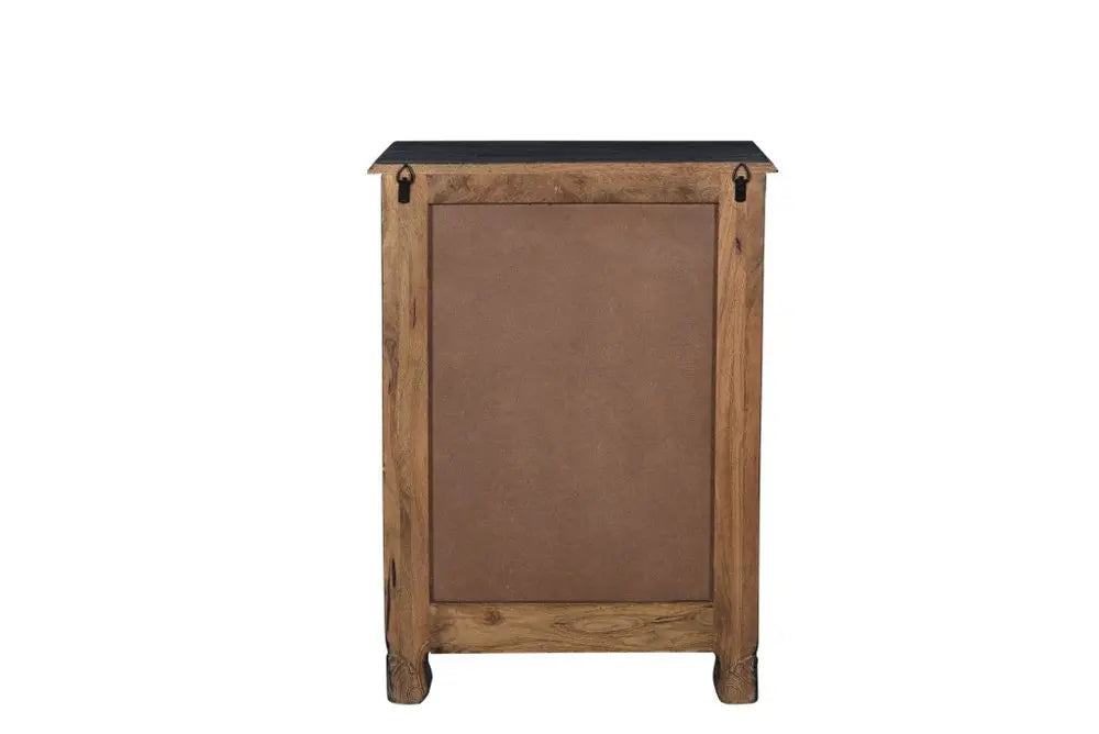 30" Black Solid Wood Distressed One Drawer Nightstand HomeRoots