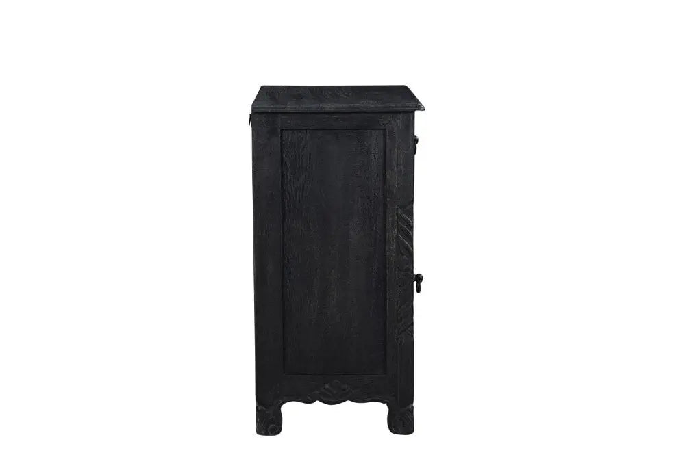 30" Black Solid Wood Distressed One Drawer Nightstand HomeRoots