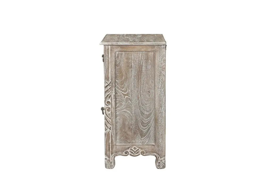 30" Gray Solid Wood Distressed One Drawer Nightstand HomeRoots