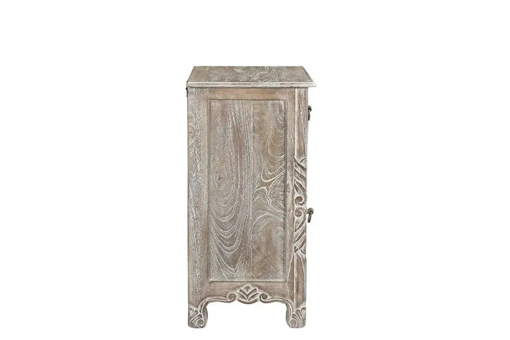 30" Gray Solid Wood Distressed One Drawer Nightstand HomeRoots
