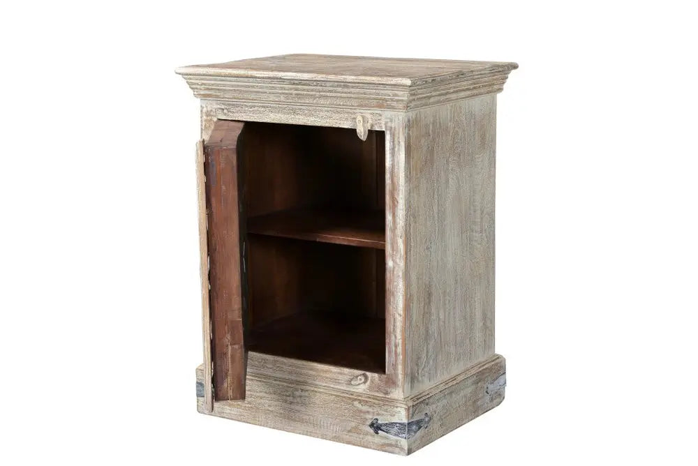 36" White Solid Wood Distressed Nightstand HomeRoots