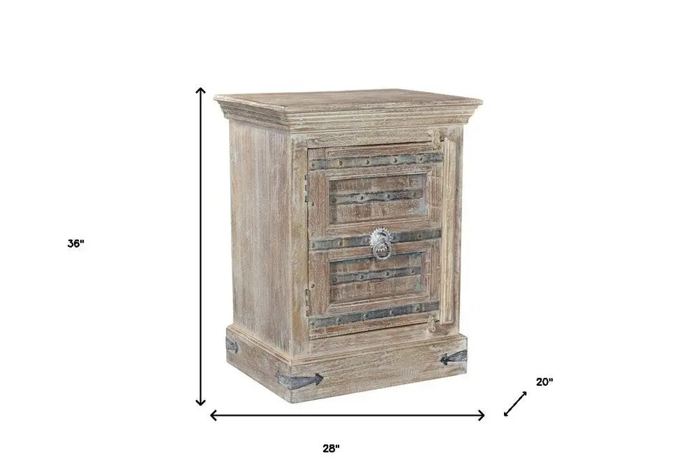 36" White Solid Wood Distressed Nightstand HomeRoots