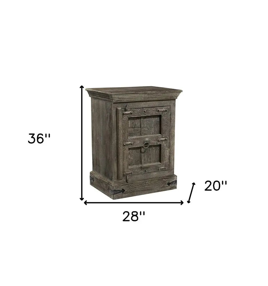 36" Brown Solid Wood Distressed Nightstand HomeRoots
