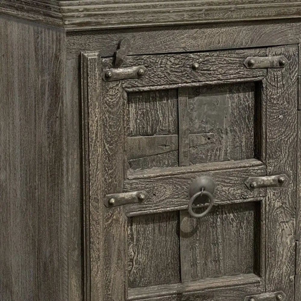 36" Brown Solid Wood Distressed Nightstand HomeRoots