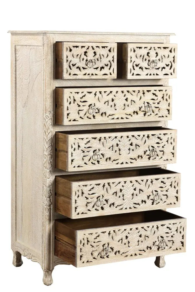 35" Gray Solid Wood Six Drawer Chest HomeRoots