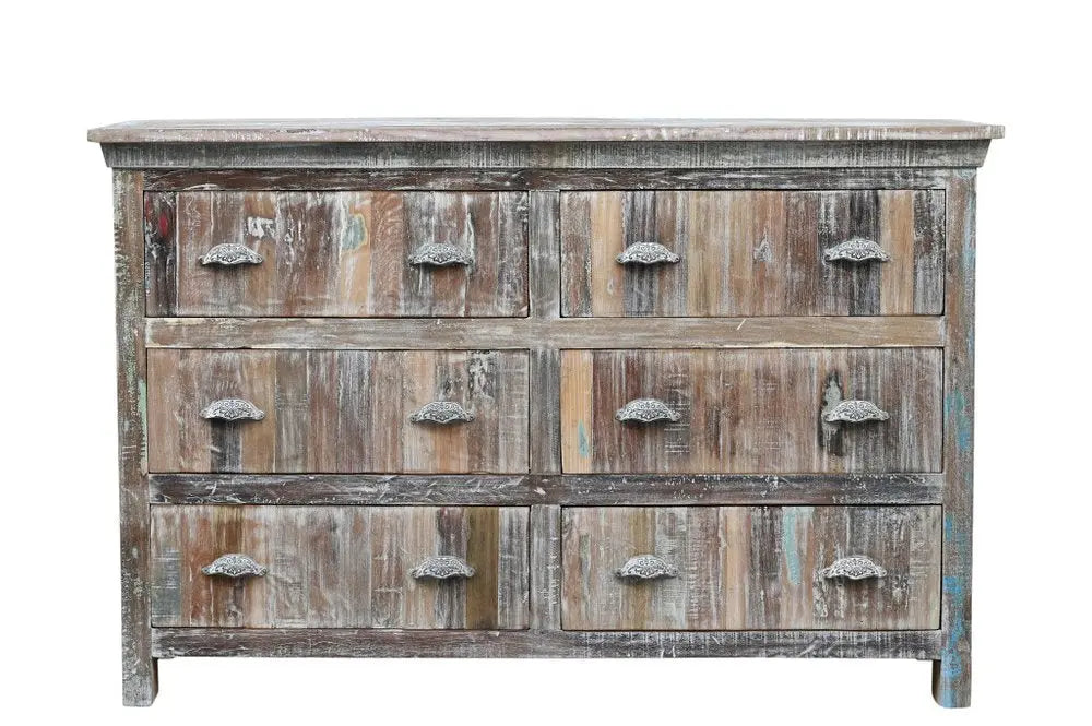 60" White Solid Wood Six Drawer Double Dresser HomeRoots