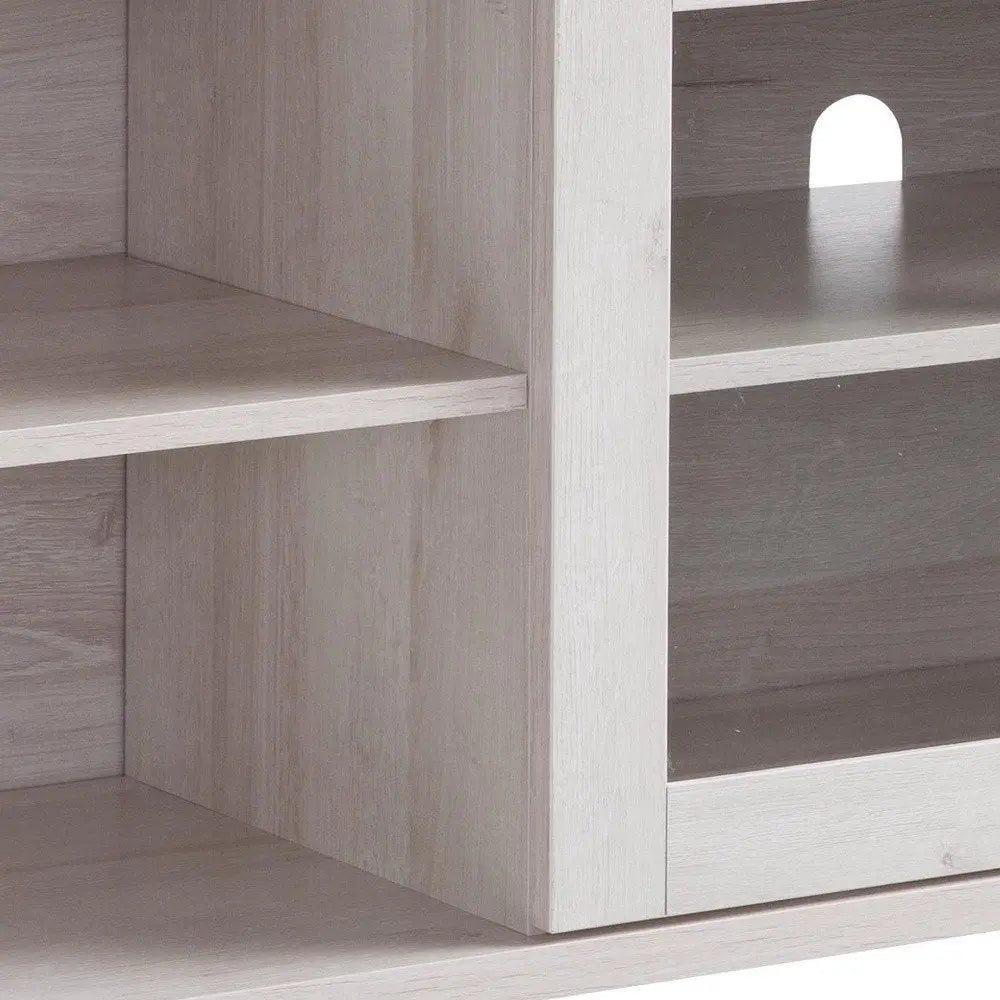 60" Oak Wood Enclosed and Open Storage TV Stand HomeRoots