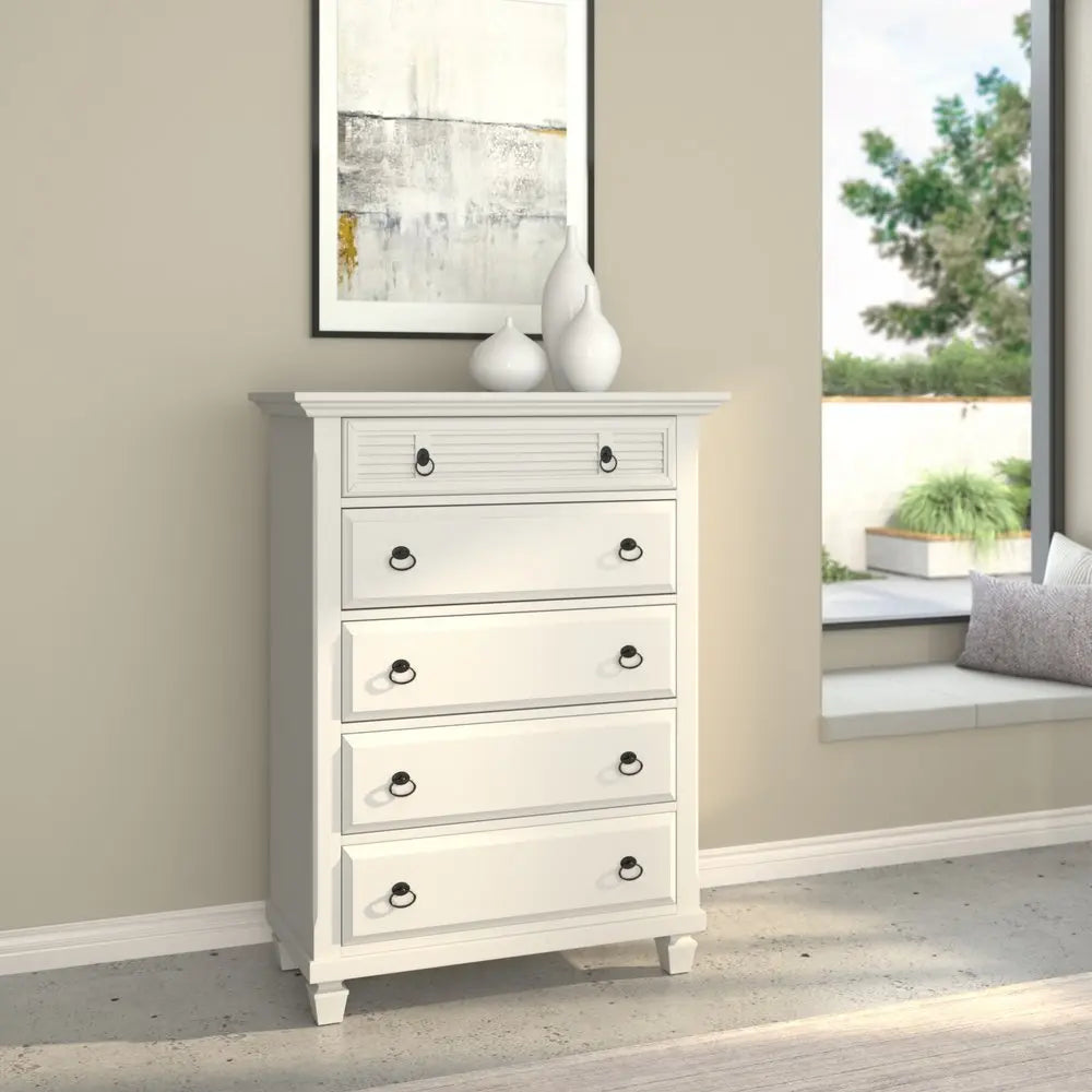 62" White Solid Wood Six Drawer Double Dresser HomeRoots