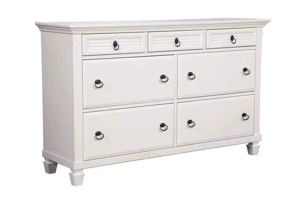 62" White Solid Wood Seven Drawer Double Dresser HomeRoots