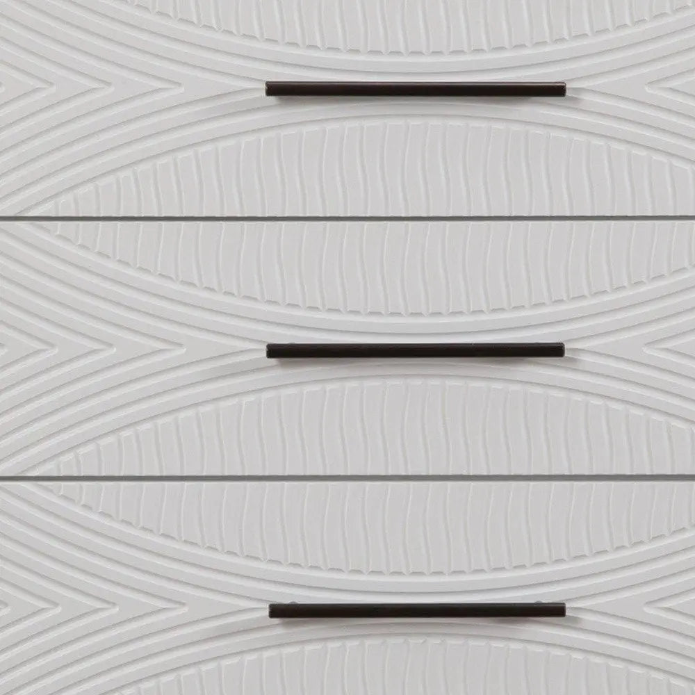 34" White Carved Geometric Solid Wood Five Drawer Dresser HomeRoots