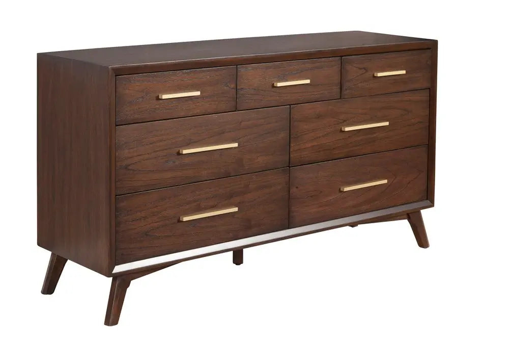 60" Walnut Solid Wood Seven Drawer Double Dresser HomeRoots