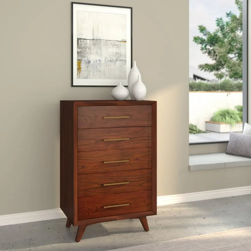 60" Walnut Solid Wood Seven Drawer Double Dresser HomeRoots
