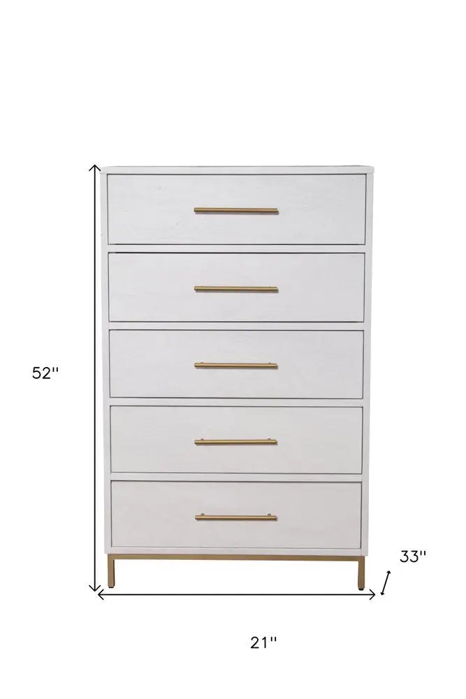 36" White Solid Wood Three Drawer Chest HomeRoots