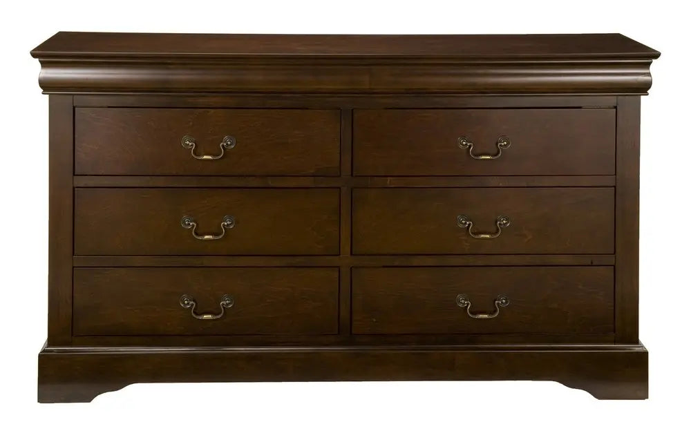 60" Brown Solid Wood Six Drawer Double Dresser HomeRoots