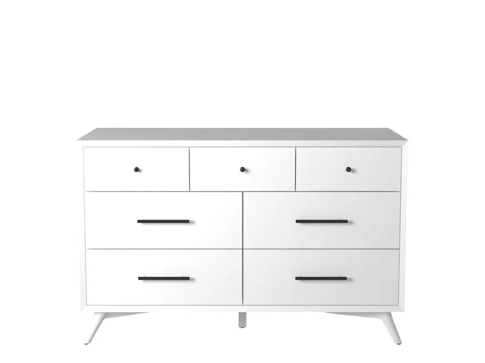 56" White Solid Wood Seven Drawer Double Dresser HomeRoots