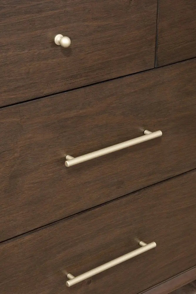 60" Walnut Solid Wood Seven Drawer Double Dresser HomeRoots