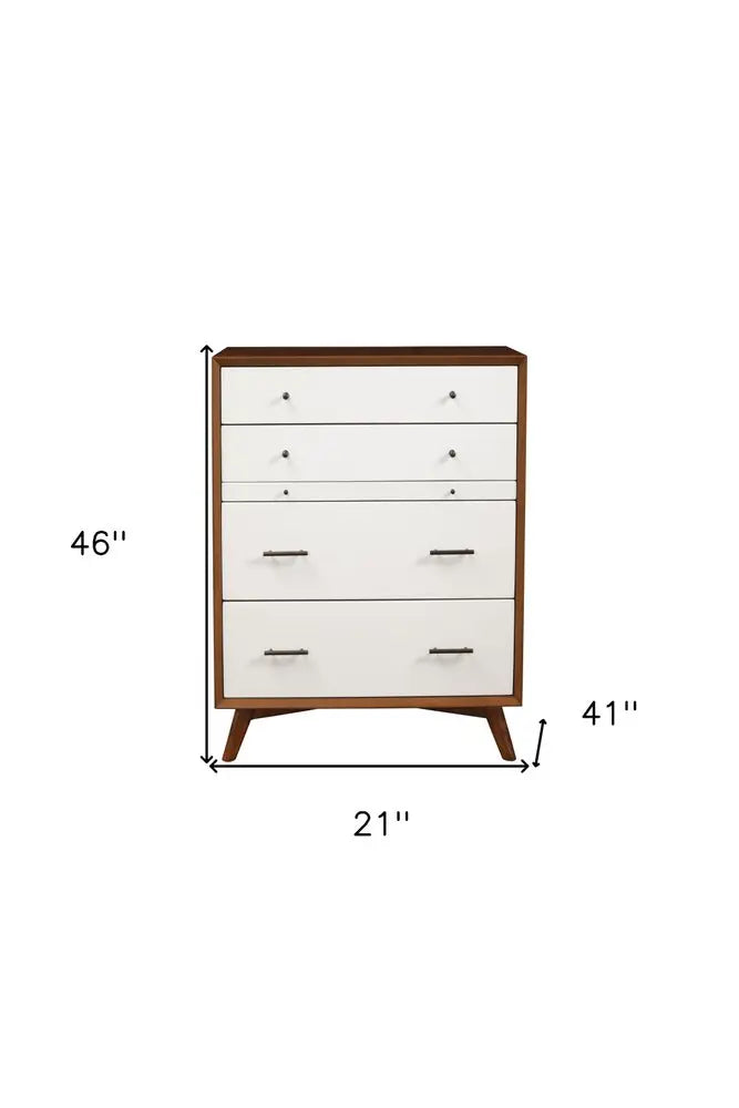 56" Brown and White Solid Wood Seven Drawer Double Dresser HomeRoots