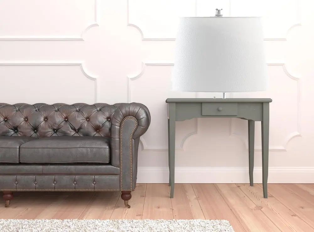 29" Silver Bamboo Design Table Lamp With Off White Drum Shade HomeRoots