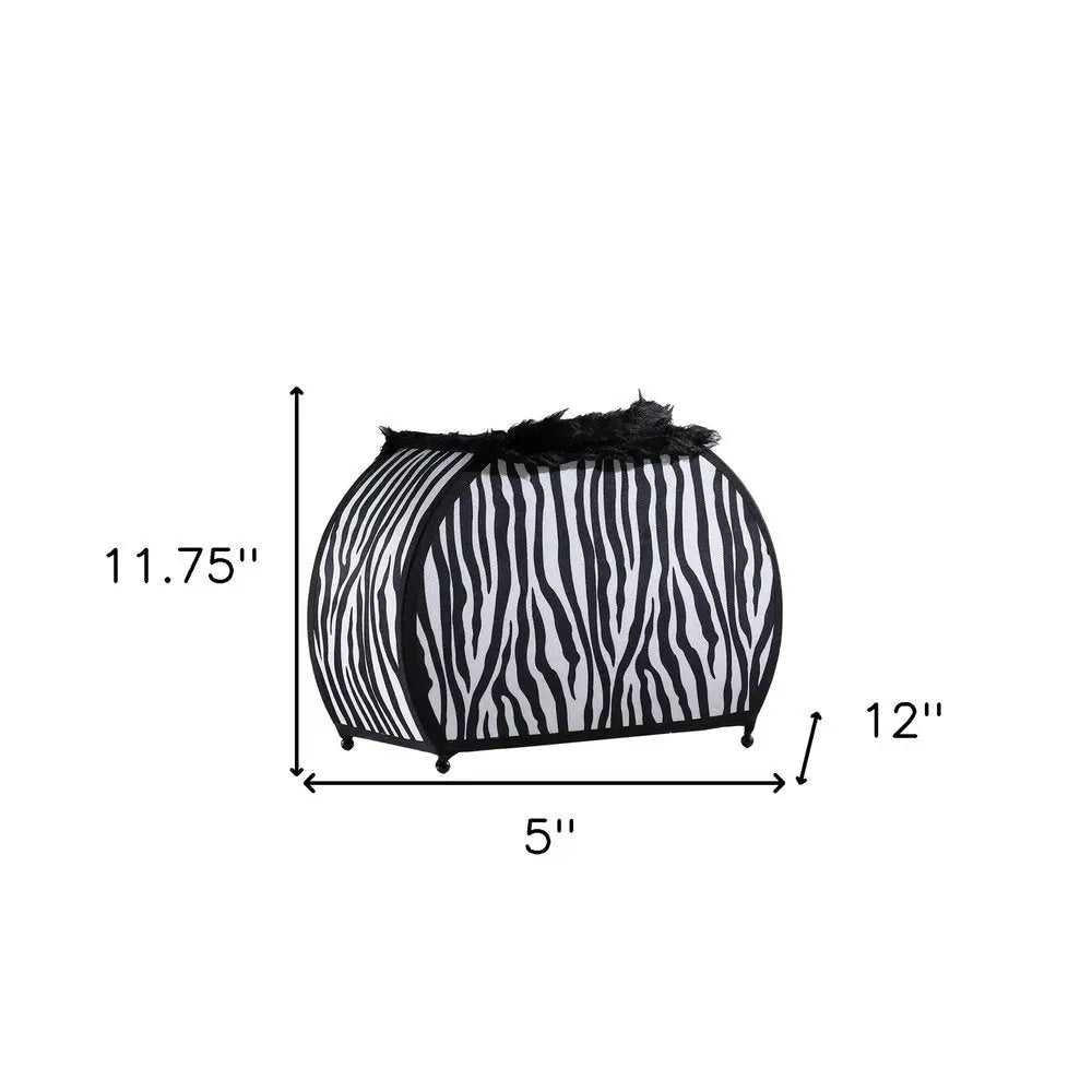 12" Black And White Funky Zebra Pattern Novelty Table Lamp HomeRoots