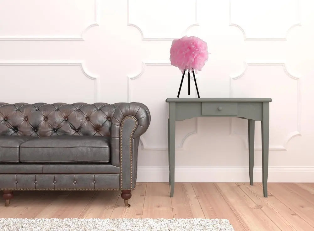 21" Black Tripod Table Lamp With Pink Faux Feather Shade HomeRoots