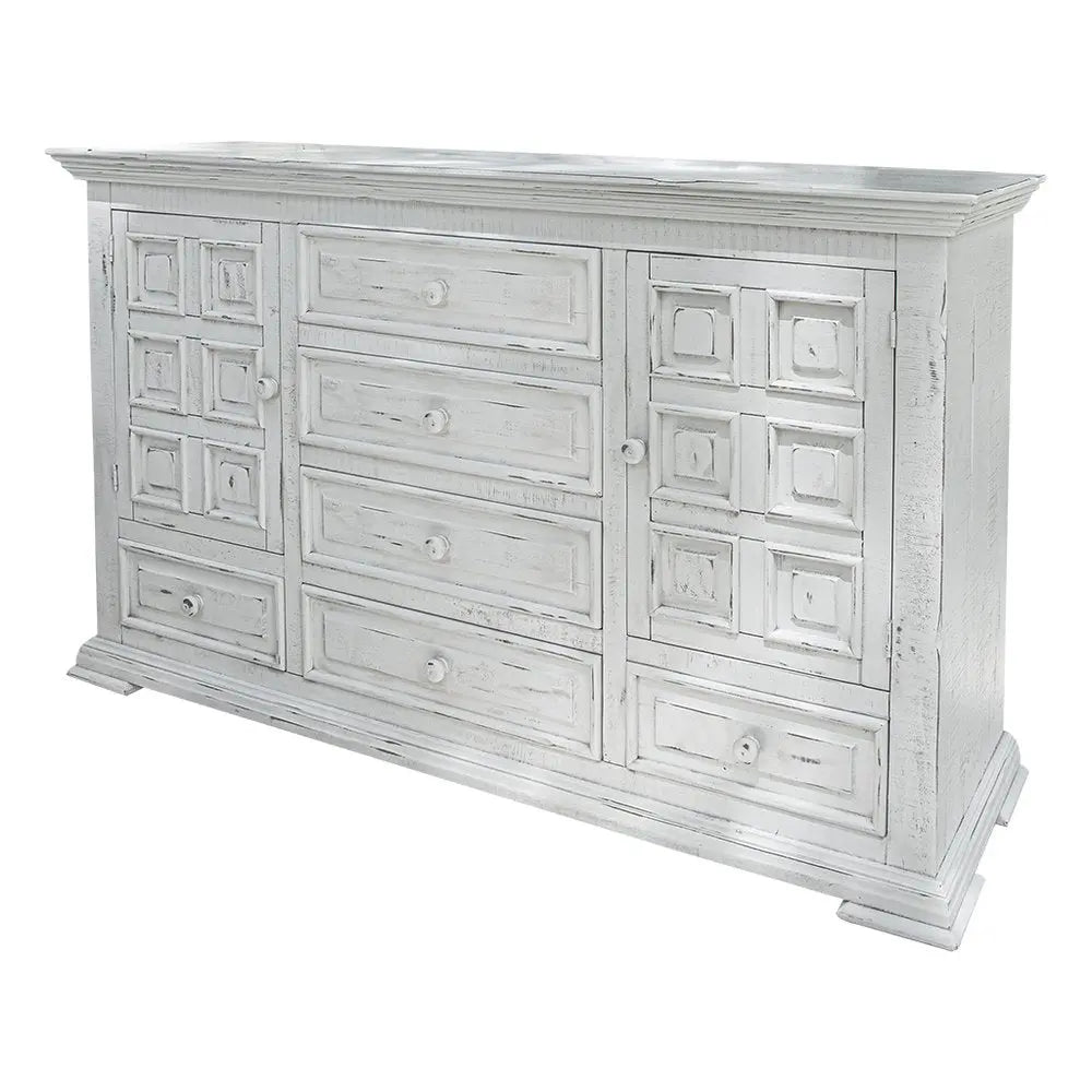69" White Solid Wood Six Drawer Triple Dresser HomeRoots