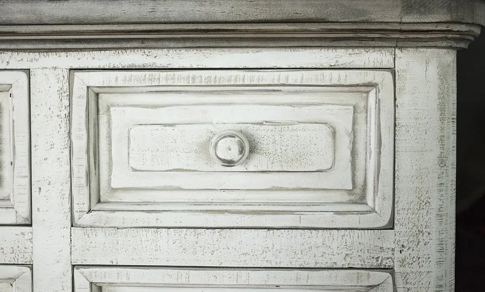 62" Gray and Ivory Solid Wood Nine Drawer Triple Dresser HomeRoots