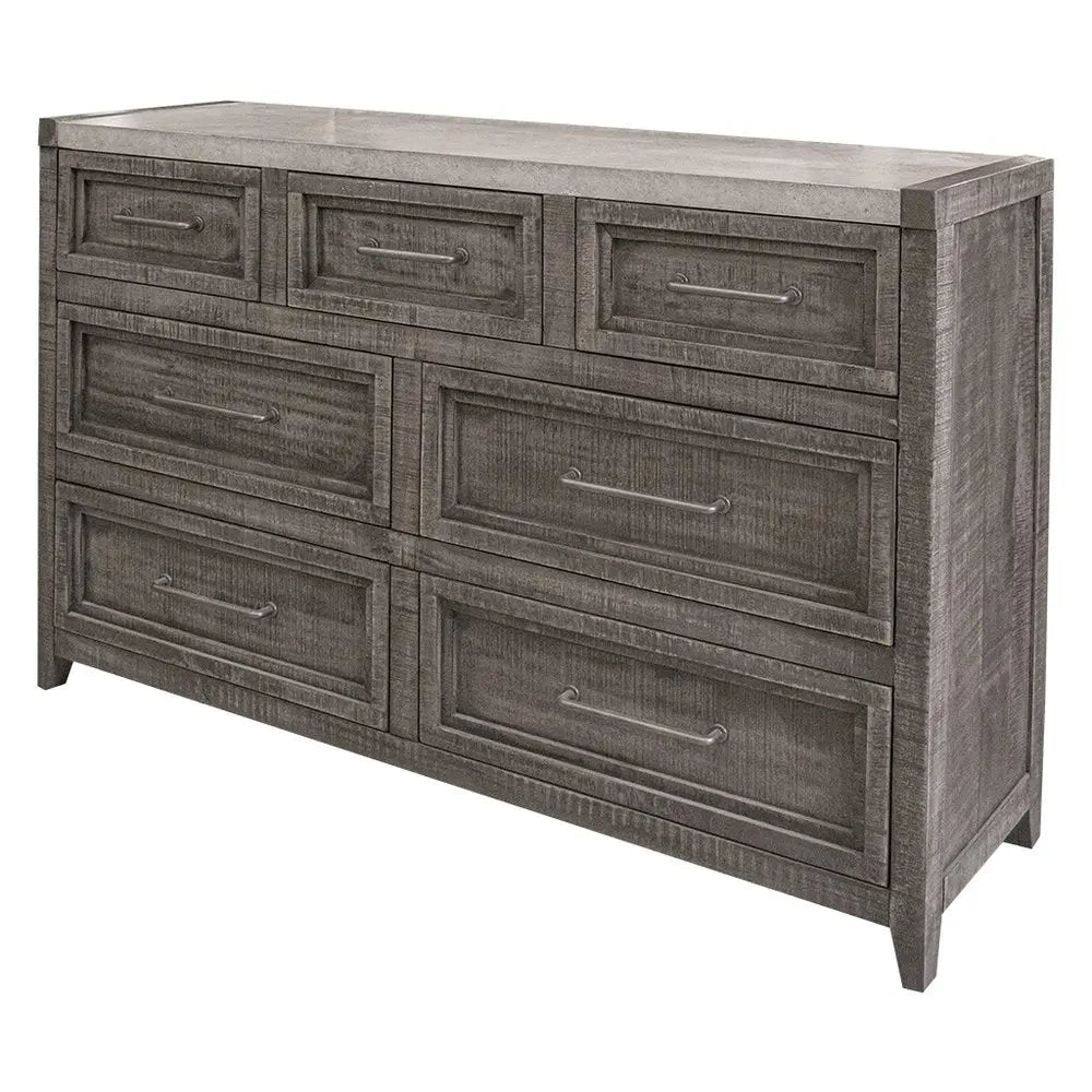 62" Gray Solid Wood Seven Drawer Triple Dresser HomeRoots