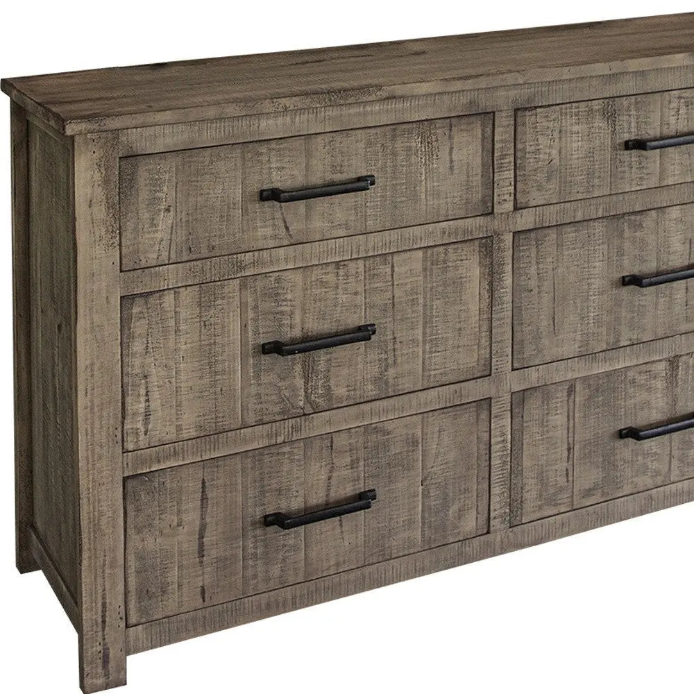 62" Brown Solid Wood Six Drawer Double Dresser HomeRoots