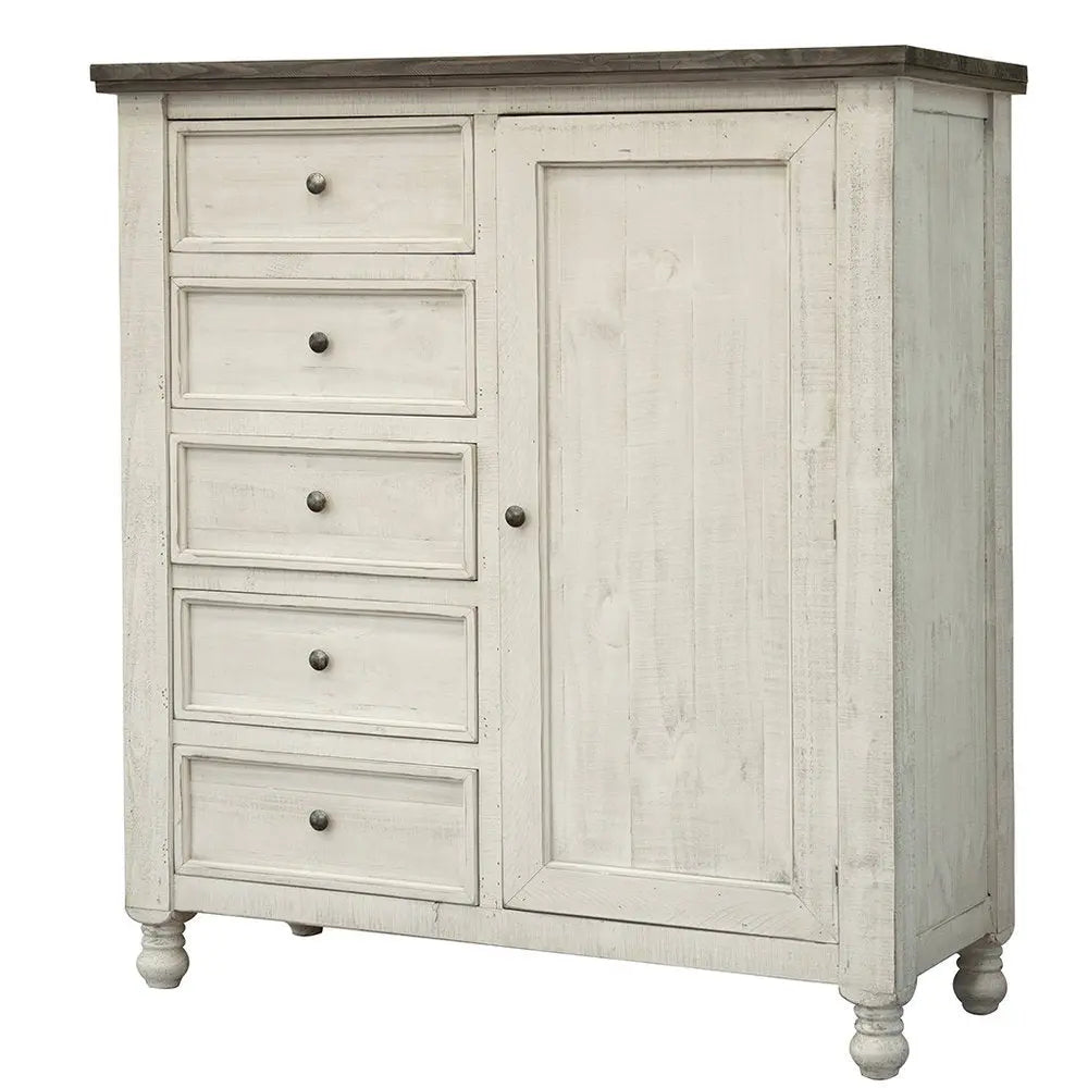 39" Gray and Ivory Solid Wood Four Drawer Chest HomeRoots