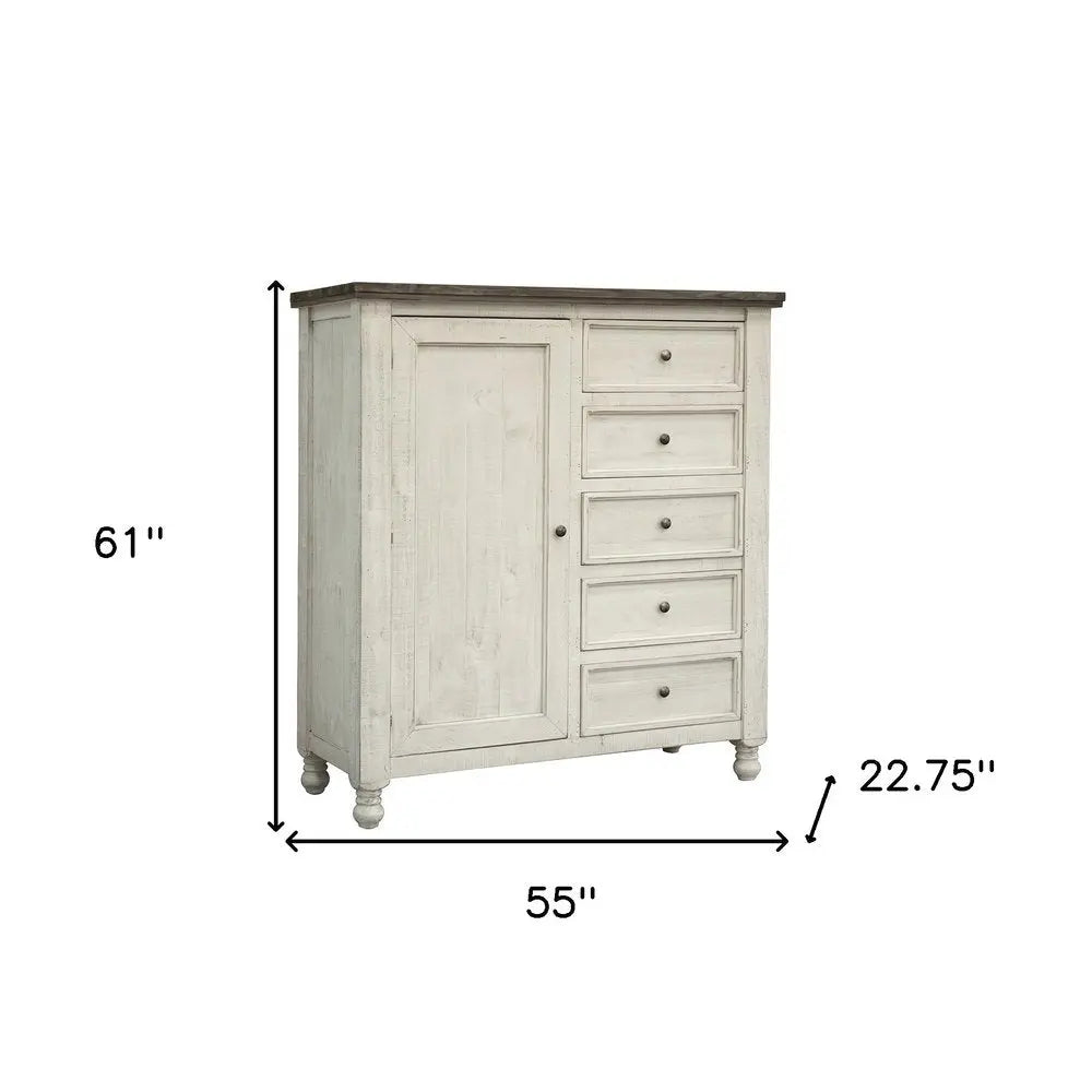 39" Gray and Ivory Solid Wood Four Drawer Chest HomeRoots