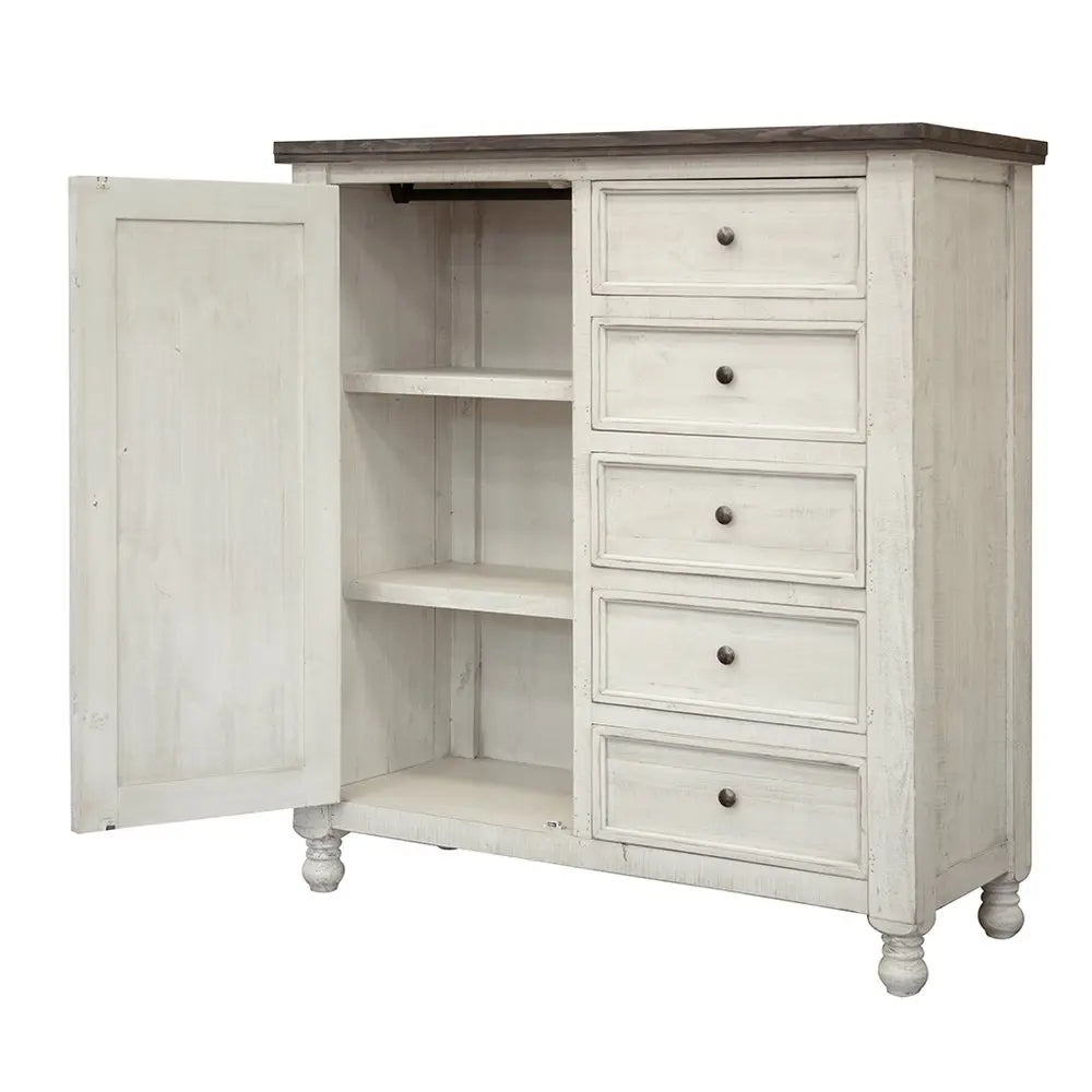 39" Gray and Ivory Solid Wood Four Drawer Chest HomeRoots