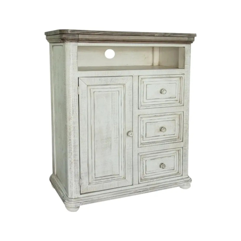 39" Off White Solid Wood Three Drawer Gentlemans Chest HomeRoots
