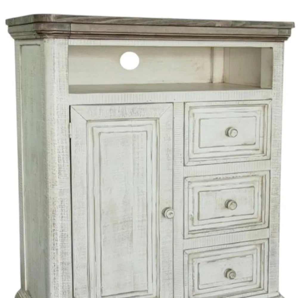 39" Off White Solid Wood Three Drawer Gentlemans Chest HomeRoots