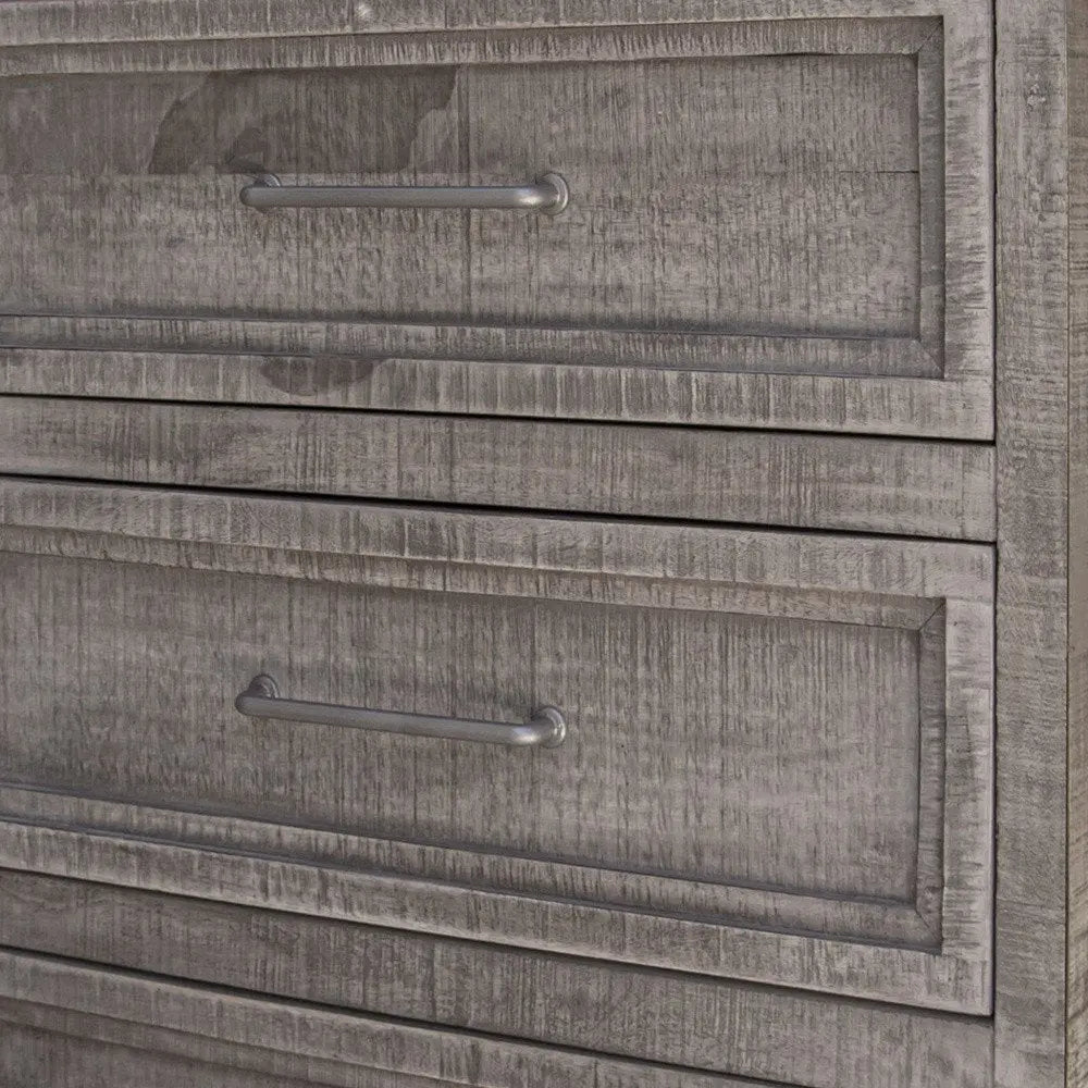 62" Gray Solid Wood Seven Drawer Triple Dresser HomeRoots