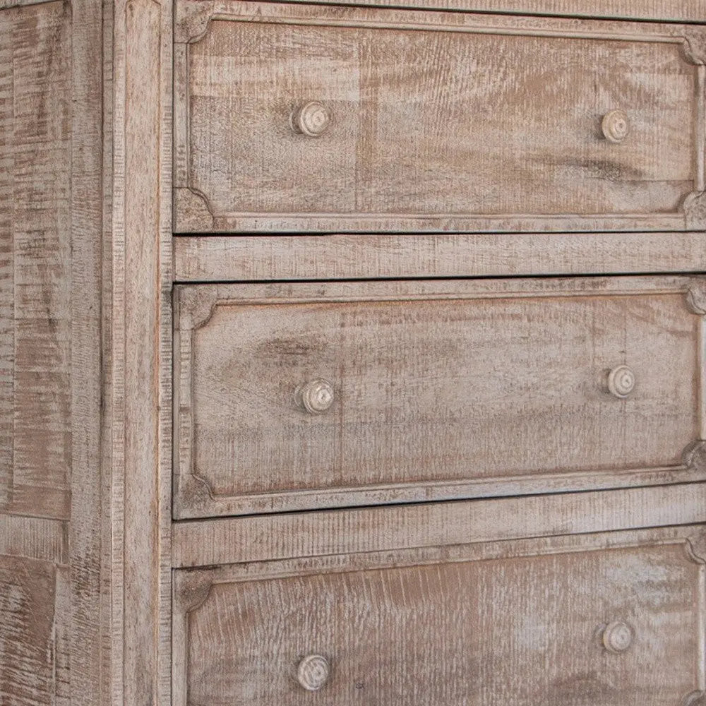 70" Natural Solid Wood Six Drawer Double Dresser HomeRoots