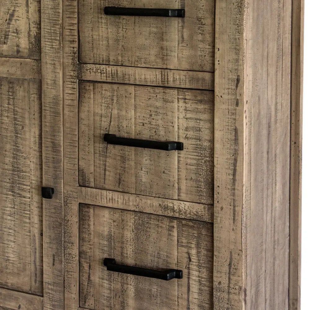 62" Brown Solid Wood Six Drawer Double Dresser HomeRoots