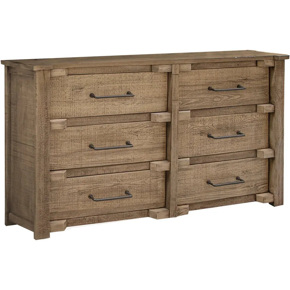 67" Natural Solid Wood Six Drawer Double Dresser HomeRoots