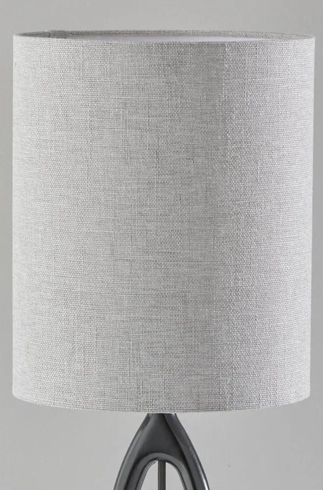 28" Black Solid Wood Round Table Lamp With Gray Drum Shade HomeRoots