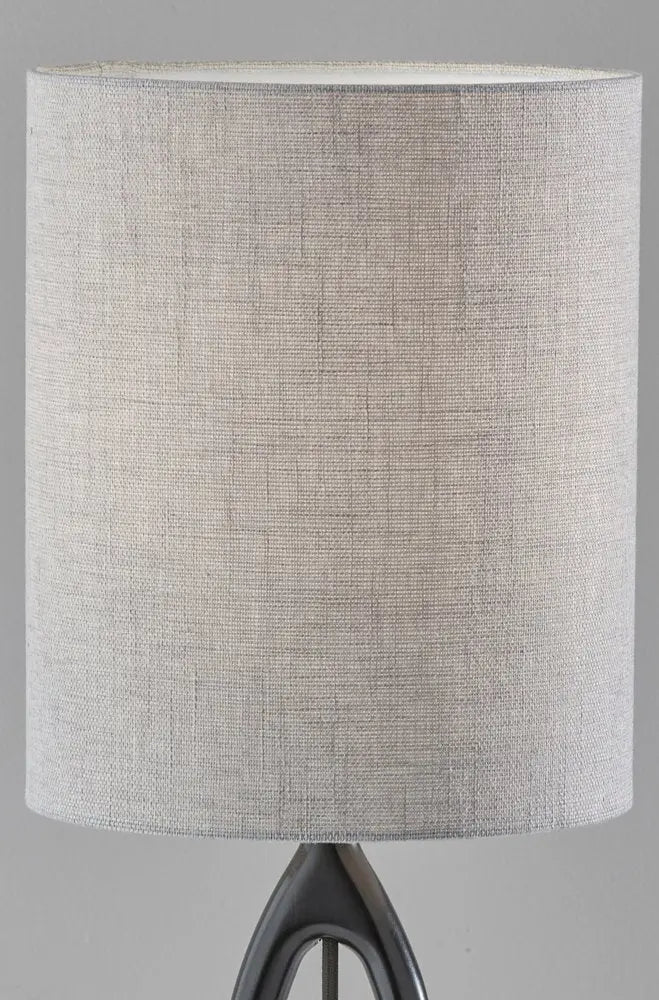 28" Black Solid Wood Round Table Lamp With Gray Drum Shade HomeRoots