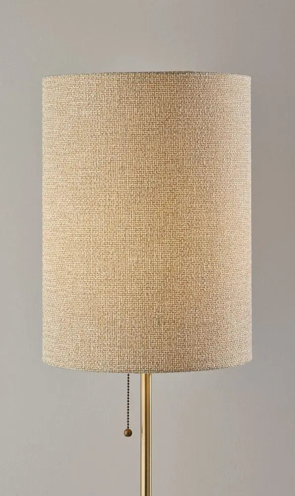 28" Black and Gold Marble and Metal Table Lamp With Beige Drum Shade HomeRoots