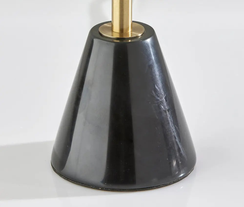 28" Black and Gold Marble and Metal Table Lamp With Beige Drum Shade HomeRoots