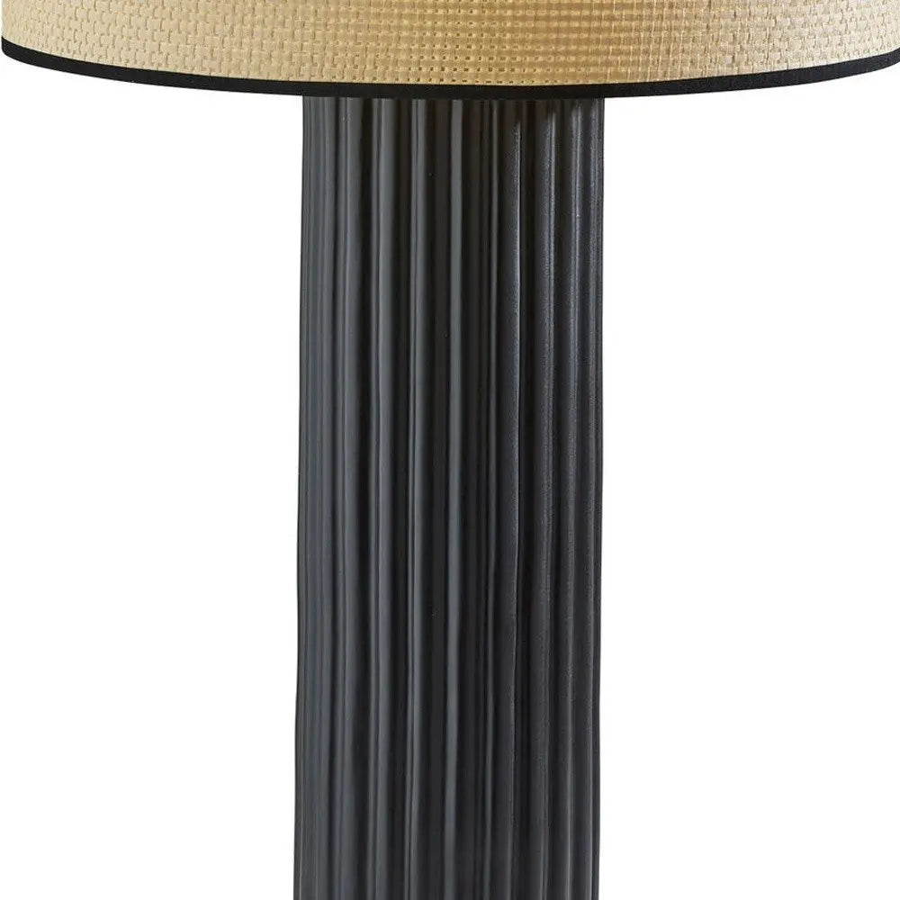 29" Black Ceramic Cylinder Table Lamp With Beige Drum Shade HomeRoots