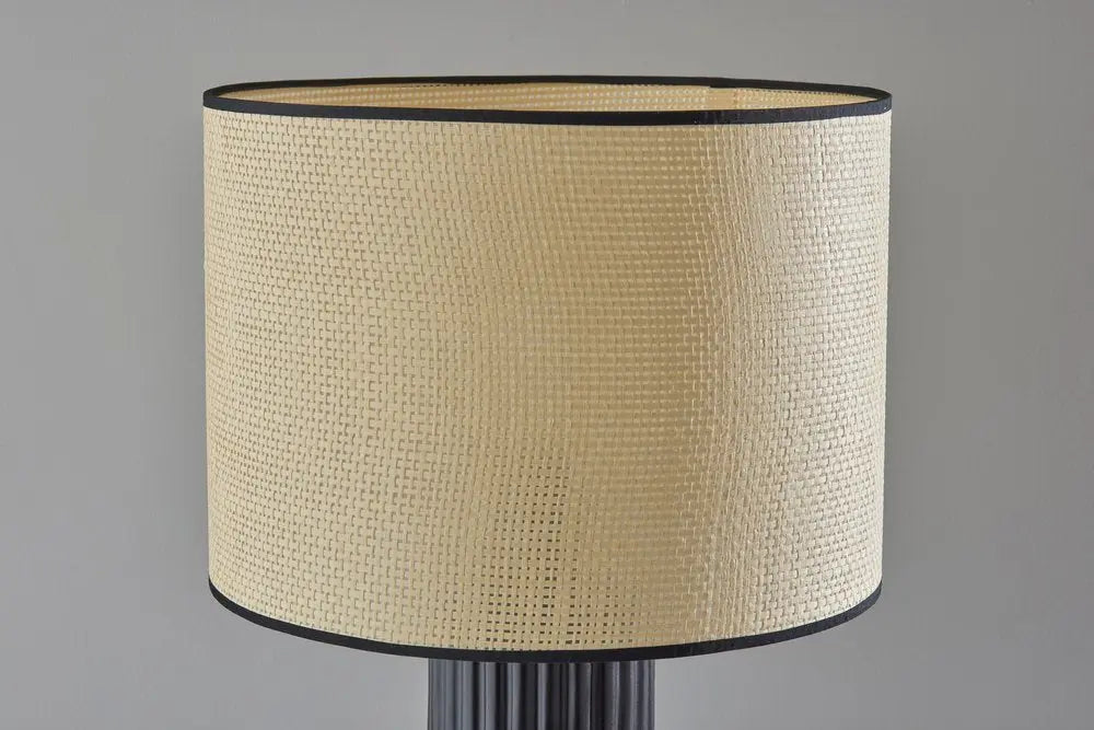 29" Black Ceramic Cylinder Table Lamp With Beige Drum Shade HomeRoots