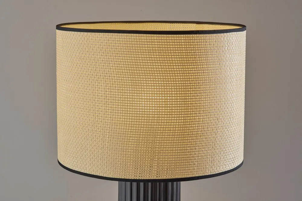 29" Black Ceramic Cylinder Table Lamp With Beige Drum Shade HomeRoots