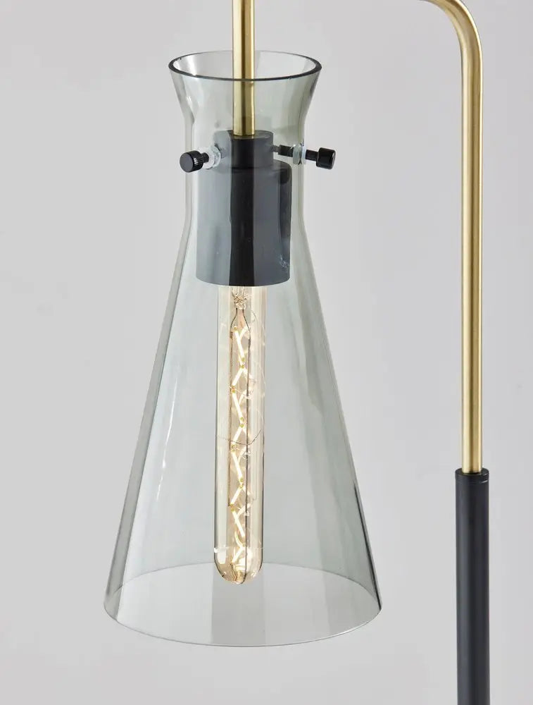 24" Black and Gold Metal Desk Lamp With Light Gray Cone Shade HomeRoots