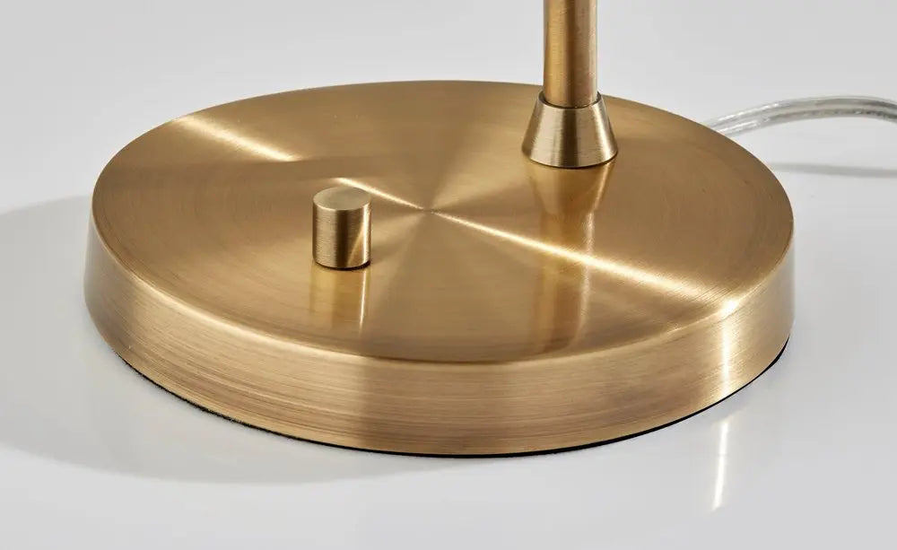 19" Antiqued Brass Metal Desk Lamp With Light Gray Swirl Globe Shade HomeRoots