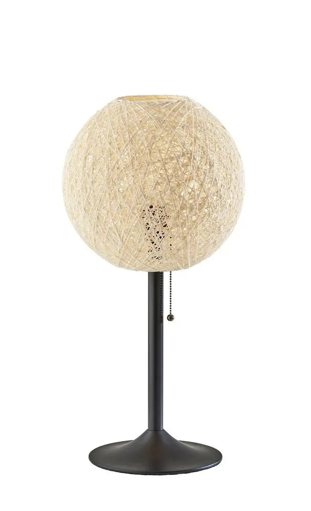 24" Antiqued Bronze Metal Candlestick Table Lamp With Off White Globe Shade HomeRoots