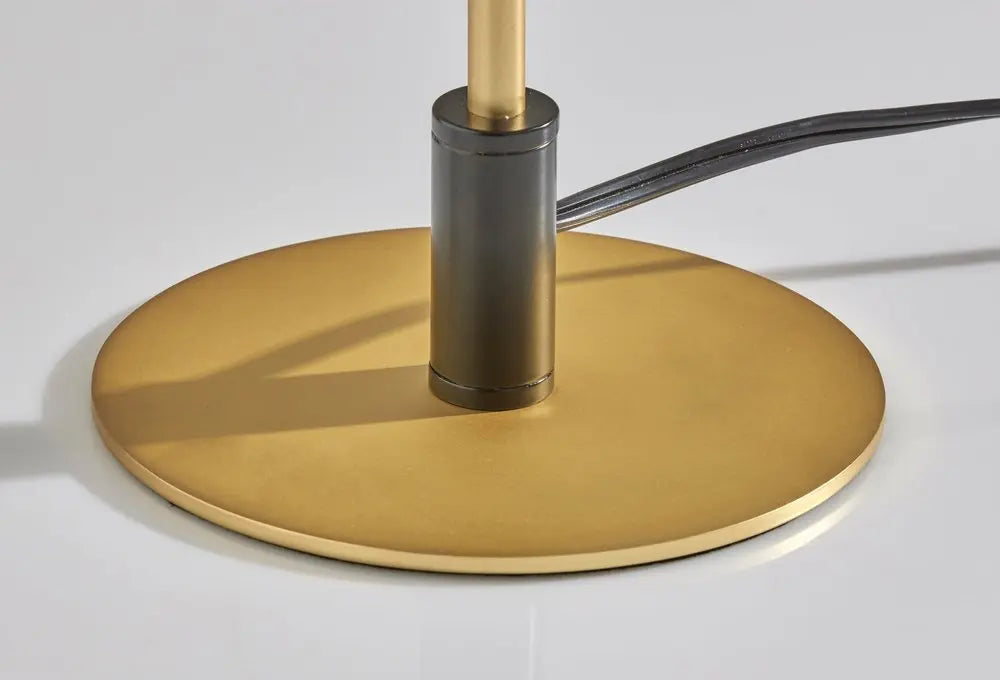 20" Black and Gold Metal Two Light Candlestick LED Table Lamp With Brass Cone Shade HomeRoots