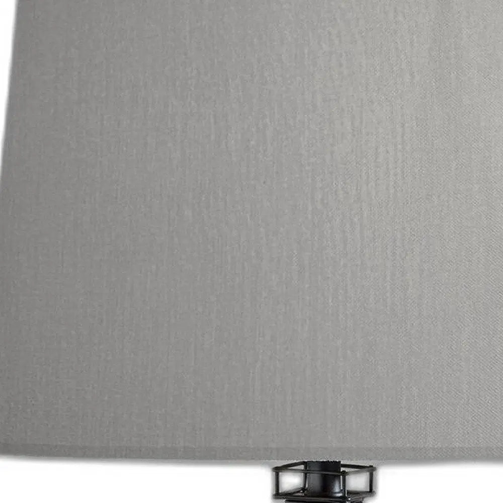 25" Black Acrylic Paris Desk Table Lamp With Gray Drum Shade HomeRoots